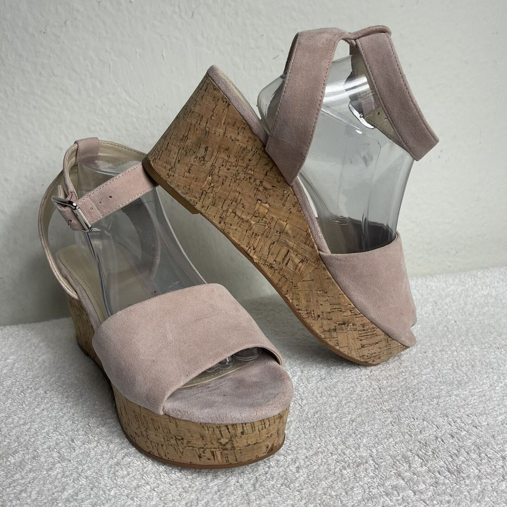 Marc Fisher Leather Wedge Sandal Rillia Size 9.5 Blush Pink